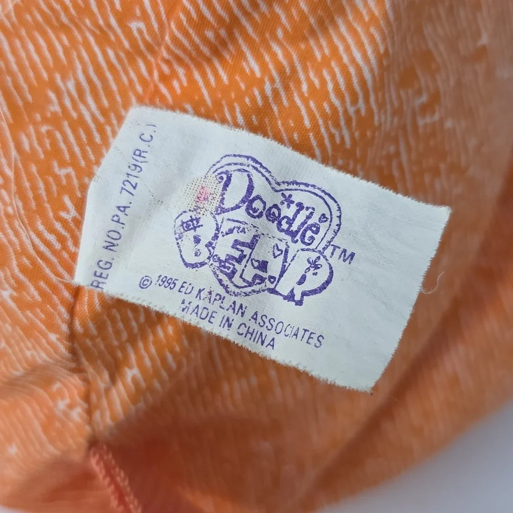 Doodle Bear Backpack Purse Vintage 1995 Orange Neon 90s Retro Kidcore Kawaii